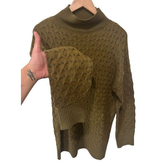 NWOT Knox Rose Green Chunky 3D knit Pullover Mock Neck Sweater Size S - Picture 6 of 13